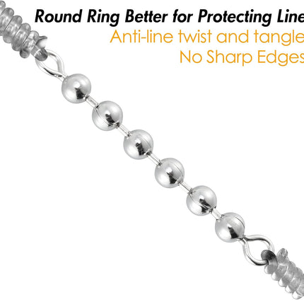 20 Pack Fishing Bead Chain Swivels Stainless Steel High Speed Trolling Tackle Rig Gear Freshwater Saltwater Salmon Walleye - 6 bead, 3/16".
