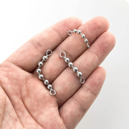 20 Pack Fishing Bead Chain Swivels Stainless Steel High Speed Trolling Tackle Rig Gear Freshwater Saltwater Salmon Walleye - 6 bead, 3/16".