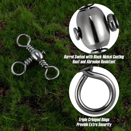 30 Pack Fishing 3 Way Swivels, 35-175LB, Three Barrel Swivels Tackle Catfish Rig - #10-35LB.