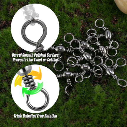 30 Pack Fishing 3 Way Swivels, 35-175LB, Three Barrel Swivels Tackle Catfish Rig - #10-35LB.