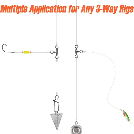 30 Pack Fishing 3 Way Swivels, 35-175LB, Three Barrel Swivels Tackle Catfish Rig - #10-35LB.