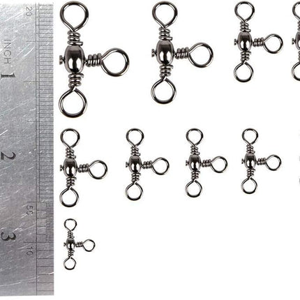 30 Pack Fishing 3 Way Swivels, 35-175LB, Three Barrel Swivels Tackle Catfish Rig - #10-35LB.