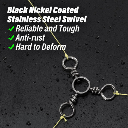 50 Pack 3 Way Swivel Fishing Tackle 30-220Lb Catfish Swivels Three Rigs Freshwater Saltwater - #7(28Lb)-50.