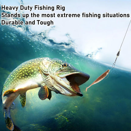 15 Pack Carolina Ready Rigs 10'' for Bass Fishing, Freshwater Fishing Wire Leader Line Pre-Rigged Bullet Sinker Swivels Lead Weights 3/16oz-15.