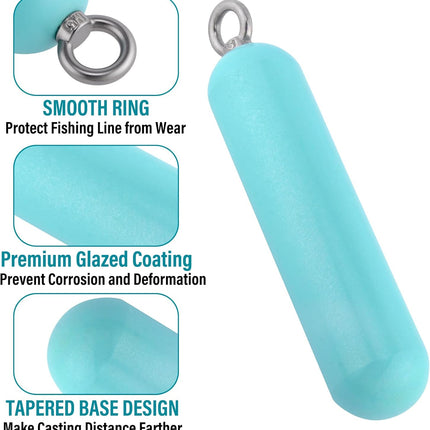 Lead Free Fishing Weights, 200g-1000g Heavy Sinkers Eco-Friendly Cylindrical Deep Drop Weights Steel for Saltwater Grouper, Drum, Pompano Bottom - 400g/14oz-3pcs.