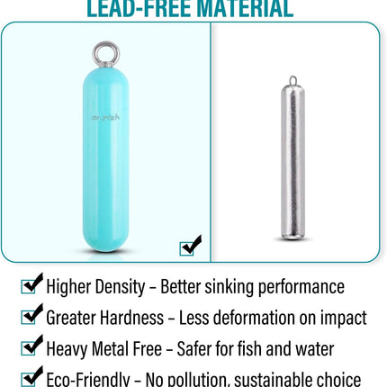 Lead Free Fishing Weights, 200g-1000g Heavy Sinkers Eco-Friendly Cylindrical Deep Drop Weights Steel for Saltwater Grouper, Drum, Pompano Bottom - 400g/14oz-3pcs.