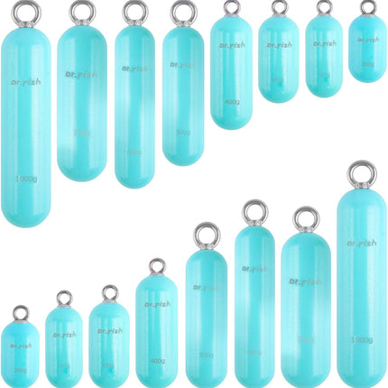 Lead Free Fishing Weights, 200g-1000g Heavy Sinkers Eco-Friendly Cylindrical Deep Drop Weights Steel for Saltwater Grouper, Drum, Pompano Bottom - 400g/14oz-3pcs.