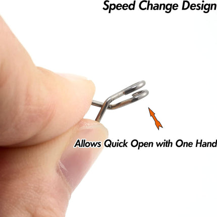 20 Pack Fishing Speed Clips with Barrel Swivel, Stainless Steel Lure Quick Snap Swivels Freshwater - #5-71LB.