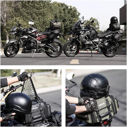 Motorcycle Luggage Net Cargo Helmet with Adjustable Metal Hooks for Motorcycles and Bicycles -.