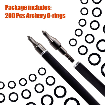 200 Pcs Archery Arrow Broadhead O-Rings 1/4inch Field Points Tips Replacement Rubber Bands for Preventing Loosening Accessories -.