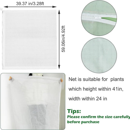 3Pcs Plant Covers from Insects, Bird Netting Barrier for Blueberry Bushes with Drawstring Zipper Mesh Garden Fruit Tree Bags Plants Net Cage Protect Tomato Vegetable Citrus, 3.3×5Ft - 3.3×5Ft/ 3pcs/.