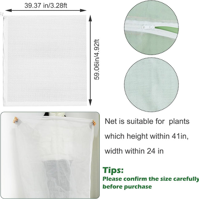 3Pcs Plant Covers from Insects, Bird Netting Barrier for Blueberry Bushes with Drawstring Zipper Mesh Garden Fruit Tree Bags Plants Net Cage Protect Tomato Vegetable Citrus, 3.3×5Ft - 3.3×5Ft/ 3pcs/.