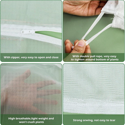 3Pcs Plant Covers from Insects, Bird Netting Barrier for Blueberry Bushes with Drawstring Zipper Mesh Garden Fruit Tree Bags Plants Net Cage Protect Tomato Vegetable Citrus, 3.3×5Ft - 3.3×5Ft/ 3pcs/.
