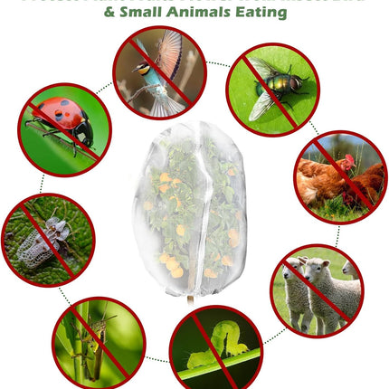 3Pcs Plant Covers from Insects, Bird Netting Barrier for Blueberry Bushes with Drawstring Zipper Mesh Garden Fruit Tree Bags Plants Net Cage Protect Tomato Vegetable Citrus, 3.3×5Ft - 3.3×5Ft/ 3pcs/.