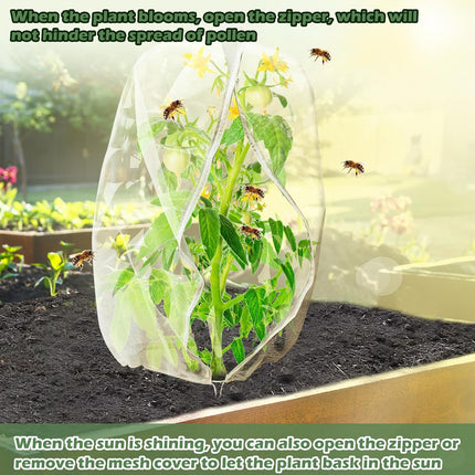3Pcs Plant Covers from Insects, Bird Netting Barrier for Blueberry Bushes with Drawstring Zipper Mesh Garden Fruit Tree Bags Plants Net Cage Protect Tomato Vegetable Citrus, 3.3×5Ft - 3.3×5Ft/ 3pcs/.