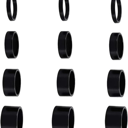 12 PCS Bicycle Headset Spacer Bike Handlebar Stem Spacers Threadless Aluminum Alloy Set Fit 1 1/8-Inch For MTB BMX Mountain Road Bikes Cycling 2MM 3MM 5MM 10MM(Black) -.