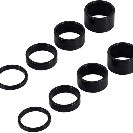 8 PCS Bicycle Headset Spacer Bike Handlebar Stem Spacers Threadless Aluminum Alloy Set Fit 1 1/8-Inch For MTB BMX Mountain Road Bikes Cycling 2MM 3MM 5MM 10MM(Black) -.