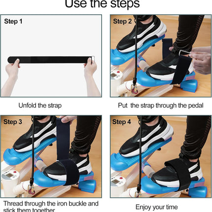 Adjustable Pedal Straps for Ellipse Leg Exerciser Machine, Feet Strap Under The Desk Training Fitness Home Office Sports Accessories Fit Foot Prevent Slipping Black -.