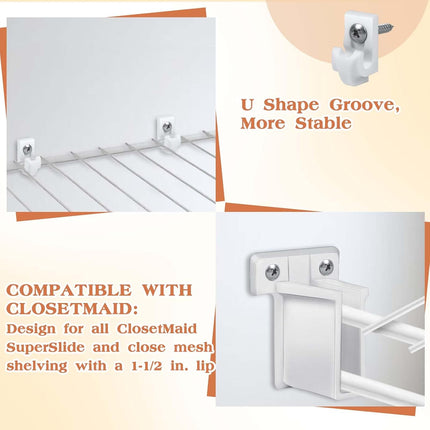 4pcs 12Inch Wire Shelf Brackets Set, Metal White Closet Support Bracket with End & Clips Hidden Wall Shelving Accessories for Shelves Racks (Shelf not Include) - 4 pack end bracket.
