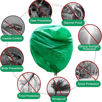 2pcs Huge Plant Covers Freeze Protection, 95"x83" Winter Tree Cover with Zipper Drawstring Thickened Frost Blanket Cloth Outside Plants Wrap Bag Garden for Potted Shrubs Flower Fruit.