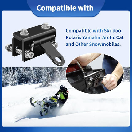 Universal Snowmobile Bumper Hitch Tongue Type Tow Carrier Compatible with Ski Doo Polaris REV Arctic Cat Yamaha and More, Adjustable Heavy-Duty Steel Sled Trailer Towing Hook -.
