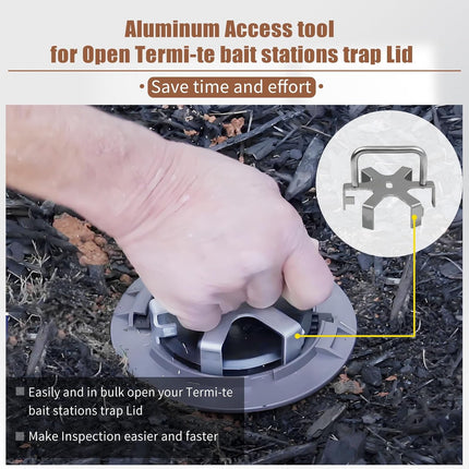 4 Pack Aluminum Access Tool for Open Termi-te Bait Stations Trap Lid，Easily and in Bulk Your Lid，Make Inspection Easier Faster -.