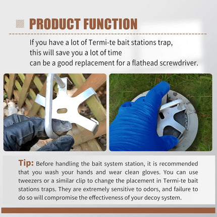4 Pack Aluminum Access Tool for Open Termi-te Bait Stations Trap Lid，Easily and in Bulk Your Lid，Make Inspection Easier Faster -.