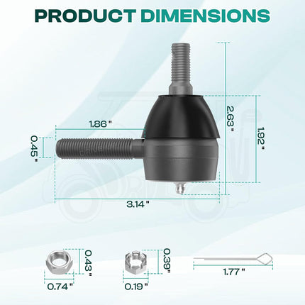 Ball Joint Kit,Set of (3) Tie Rod End with grease fitting Fits for Club Car DS Golf Carts (1976-2008) -.