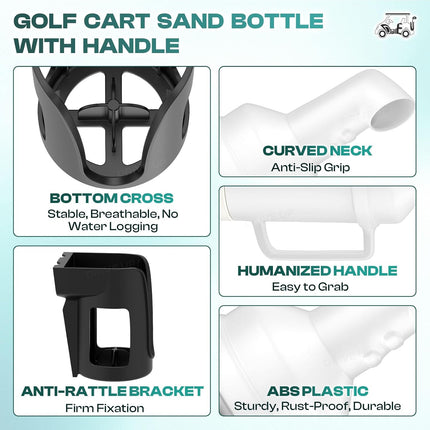 Universal Divot Filler Sand Bottle with Rattle Proof Holder Suitable for Yamaha, EZGO and Club Car Golf Cart 2 pcs -.