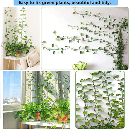 60 Pcs Plant Climbing Wall Fixture Clips Acrylic Self-Adhesive Sticker Fixer Vine Traction Invisible Holder Green Leaf Vines Hook Fixing Clip Indoor Outdoor Decoration - 60PCS.