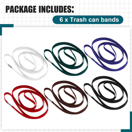 6 Pieces Trash Can Rubber Bands, Suitable for 60-98 Gallon Cans,Perimeter from 102 Inches to 150 Large Multi-functional Bands Kitchen Camping,6 Colors(Flat) -.