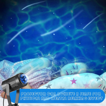 6 Pcs Water Effect Projector Light Winter LED Ocean Wave Night Rotating Room 360 Degree Lamp Lighting for Bedroom Under Sea Wedding Party Decoration (Blue) -.
