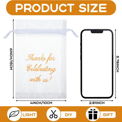 100 Pcs Sheer Organza Bags Wedding Favor Mesh Drawstring Thank You Gift Bag for Guests Candy Favors, Bridal Shower, Anniversary, Birthday(4 x 6 Inch,White) White 1 Count (Pack of 100).