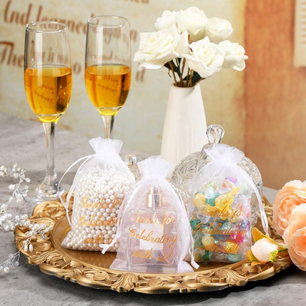 100 Pcs Sheer Organza Bags Wedding Favor Mesh Drawstring Thank You Gift Bag for Guests Candy Favors, Bridal Shower, Anniversary, Birthday(4 x 6 Inch,White) White 1 Count (Pack of 100).