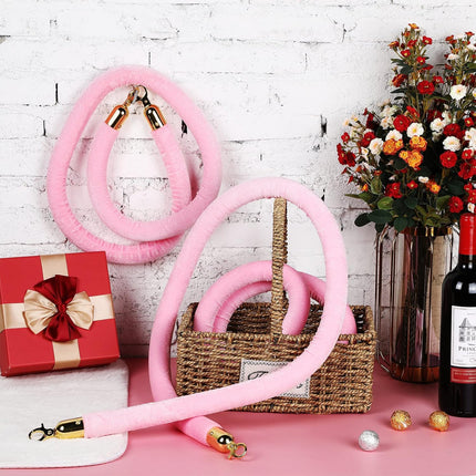 4 Pieces Pink Velvet Stanchion Rope 5 Feet Ropes with Gold Clasps for Party Hotels Wedding Movie Theaters Grand Openings Crowd Control Barrier Supplies -.