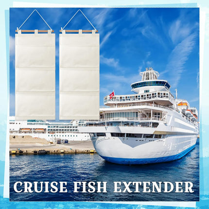 2 Pcs Fish Extenders Cruise Gift Hanger with 3 Pockets 2026 Fe Hanging Cabin Door Organizer Line for Travel Essentials Exchanges and Pixie Dust(White) White -.