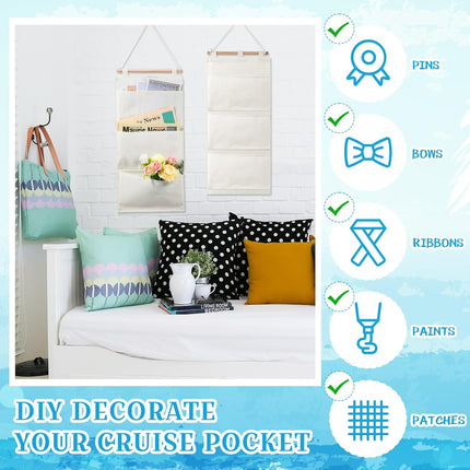 2 Pcs Fish Extenders Cruise Gift Hanger with 3 Pockets 2026 Fe Hanging Cabin Door Organizer Line for Travel Essentials Exchanges and Pixie Dust(White) White -.