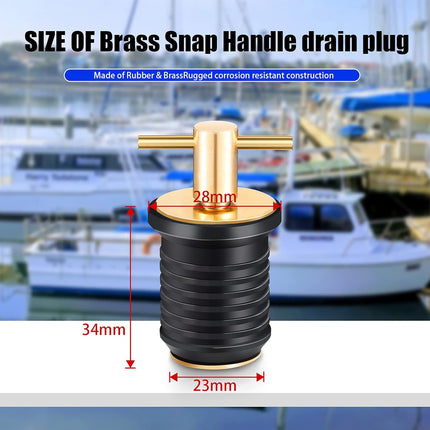 2 Pcs T-Handle Boat Drain Plug Brass Snap for Marine 1 Inch -.