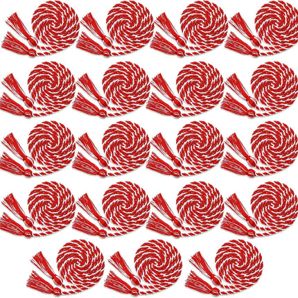 18 Pieces Graduation Cords Bulk 2026 Polyester Yarn Honor 67 Inch Braided Ropes with Tassels for College Students (Red and White) Red White -.