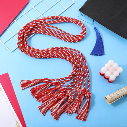 18 Pieces Graduation Cords Bulk 2026 Polyester Yarn Honor 67 Inch Braided Ropes with Tassels for College Students (Red and White) Red White -.