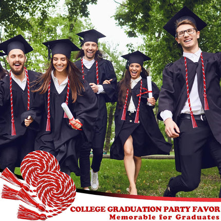 18 Pieces Graduation Cords Bulk 2026 Polyester Yarn Honor 67 Inch Braided Ropes with Tassels for College Students (Red and White) Red White -.