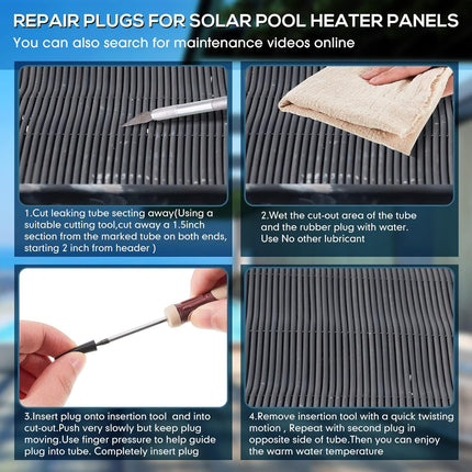 60 Pcs Pool Solar Panels Repair Plugs Heater Kit for Swimming Panels, Black (0.250) - 0.250" Diameter.