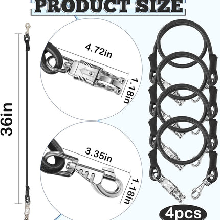 4 Pack Bungee Cross Ties Set Horse Trailer Tie Straps Bulk Cords with Snaps for Accessories, 36 Inch Long (Black) Black -.