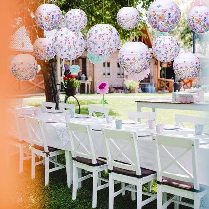 12 Pcs Wildflower Paper Lantern Set Floral Party Decorations Flower Round Lanterns Kit for Spring Baby Shower Bridal Wedding Birthday Tea Supplies -.