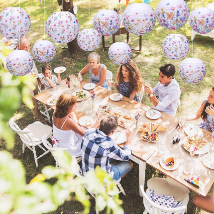 12 Pcs Wildflower Paper Lantern Set Floral Party Decorations Flower Round Lanterns Kit for Spring Baby Shower Bridal Wedding Birthday Tea Supplies -.