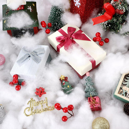 Fake Snow Decor Artificial Fluffy Fiber Stuffing White for Tree Covering Home and Party Decorations(480 G) - 480 G.