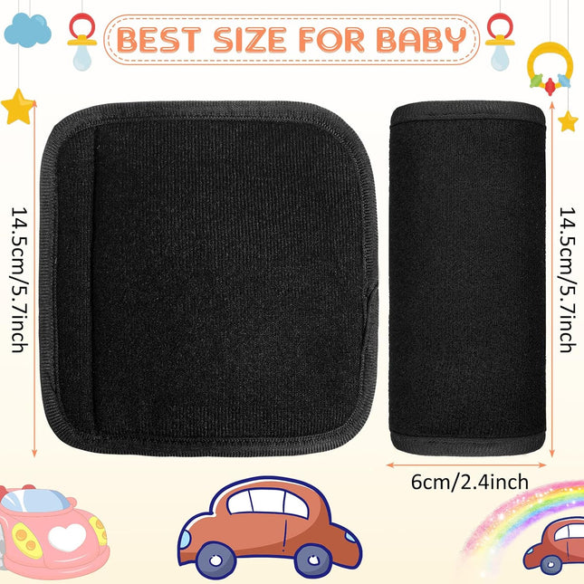 6 Pieces Car Seat Strap Pads Covers for Baby Kids, Carseat Shoulder Pads, Soft Belt Cover Infant Stroller Safety Cushion Boy and Girl, 2.4 x 5.7 Inches(Black) Black -.