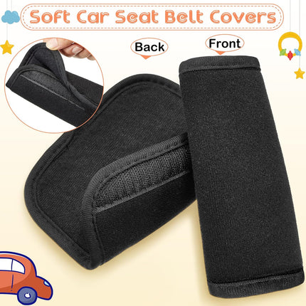 6 Pieces Car Seat Strap Pads Covers for Baby Kids, Carseat Shoulder Pads, Soft Belt Cover Infant Stroller Safety Cushion Boy and Girl, 2.4 x 5.7 Inches(Black) Black -.