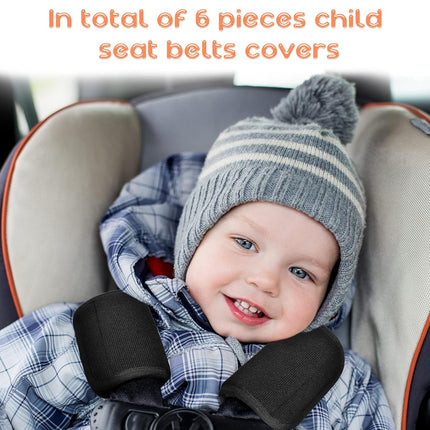 6 Pieces Car Seat Strap Pads Covers for Baby Kids, Carseat Shoulder Pads, Soft Belt Cover Infant Stroller Safety Cushion Boy and Girl, 2.4 x 5.7 Inches(Black) Black -.