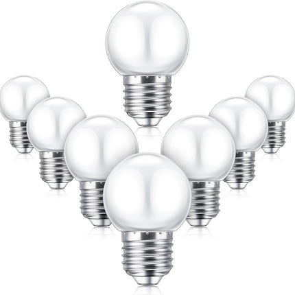 LED Night Light Bulb 1 Watt Low Wattage Bulbs 7.5 Equivalent 4511220 Lighting S11 White Lightbulb Small Globe with E26 Medium Base G45 2700k Not Dimmable for Outdoor Christmas, 8 Pieces -.